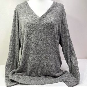 Lucky Brand Brushed Knit Soft Grey Gray V-Neck Sweater